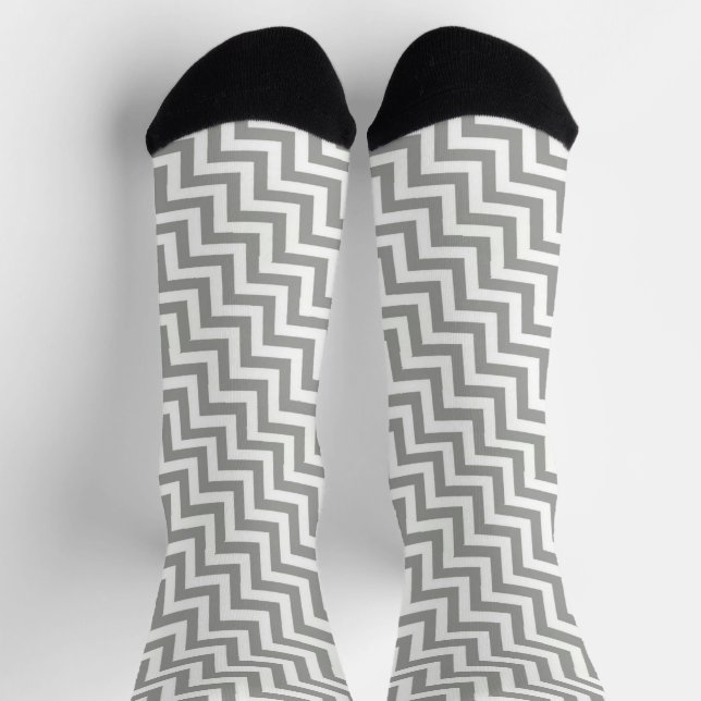 Grauweiße Zickzack Socken (Oben)