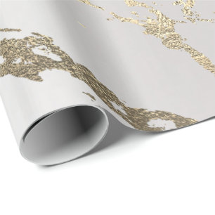 Grauweißer Goldmarmor Shiny Glam Abstrakt VIP Geschenkpapier