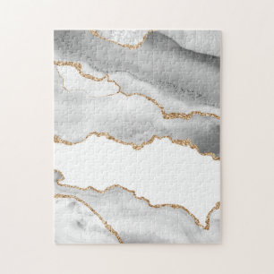 Grauweißer Marmor Achat Verfeinerter Goldglitter