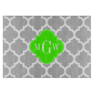 Grauweißer Marokkaner #5 Limon Grn 3 Initialmonogr Schneidebrett