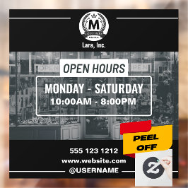 Grauweißer monochrome, einfache Open Hours Store Fensteraufkleber