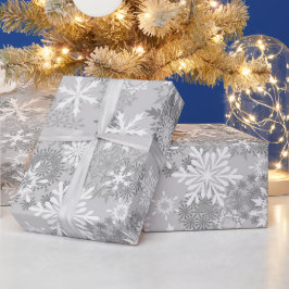 Grauweißes Schneeflockenpapier Geschenkpapier