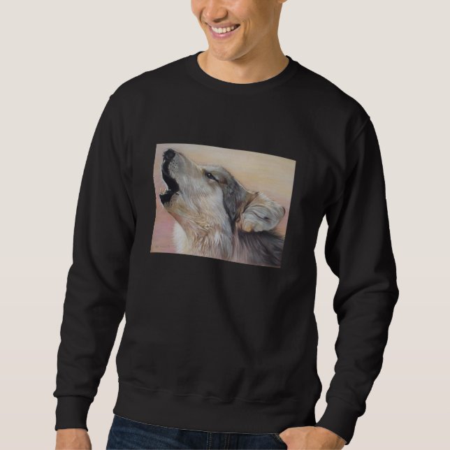 Grauwolf heult Wildtiere, die realistische Kunst m Sweatshirt (Vorderseite)