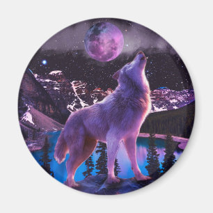 Grauwolf im Wald Magnet