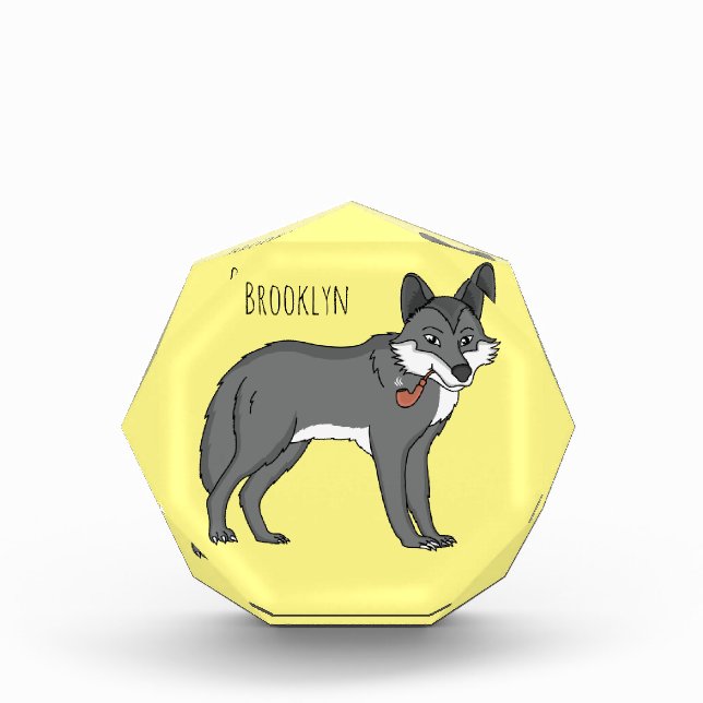 Grauwolf mit Pipe-Cartoon-Abbildung Fotoblock (Vorderseite)