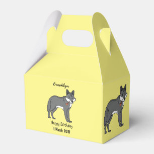 Grauwolf mit Pipe-Cartoon-Abbildung Geschenkschachtel