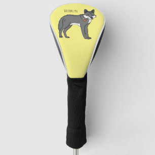 Grauwolf mit Pipe-Cartoon-Abbildung Golf Headcover