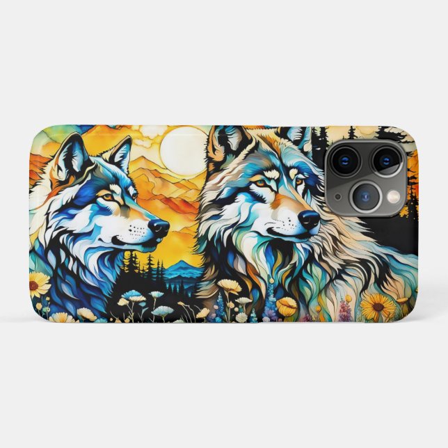 Grauwolf und Wildblumen Case-Mate iPhone Hülle (Rückseite (Horizontal))