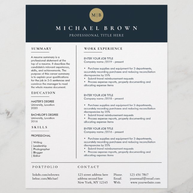 Grave CV Cv Modèle simple clair (Devant)