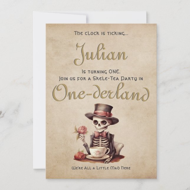 Grave Mistake Gothic Skeleton Halloween Baby Bday Einladung (Vorderseite)