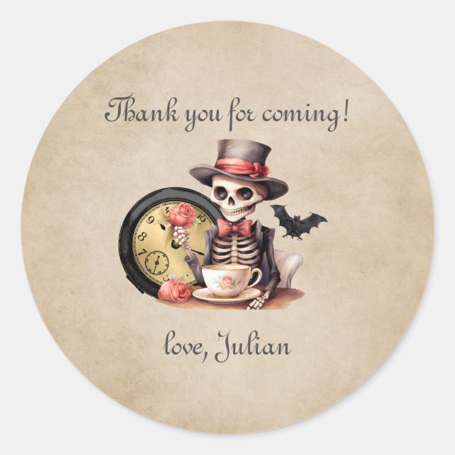 Grave Mistake Gothic Skeleton Halloween Baby Bday Runder Aufkleber (Vorderseite)