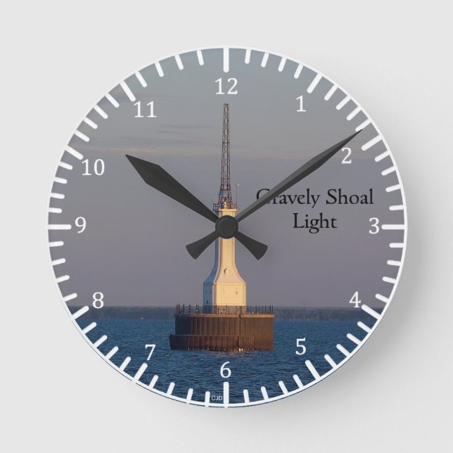 Gravely Shoal Light  clock Runde Wanduhr (Vorderseite)