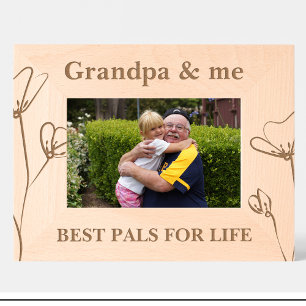 Gravés Cadres en bois personnalisés Fleurs Grand-père & m