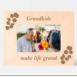 Gravés Cadres photo en bois personnalisés Fleurs Simple G