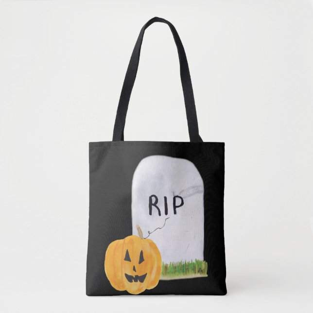 Gravestone und Jack-o-Latern Trick oder Treat Tasche (Vorderseite)