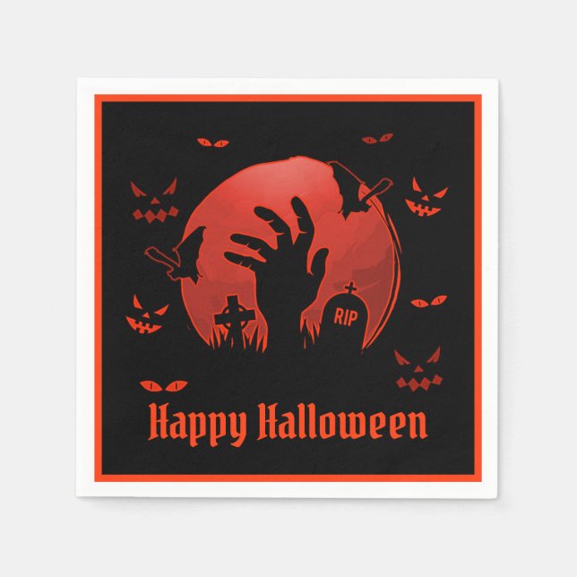 Graveyard Moon Halloween Serviette (Vorderseite)