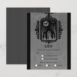 Graveyard Vows Black & Gray Gothic Wedding RSVP Einladung
