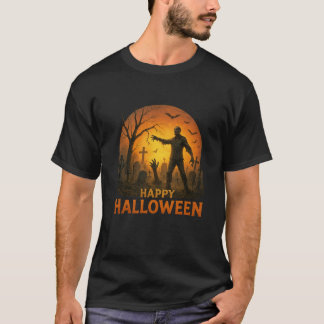 Graveyard Zombie Moon Creepy Halloween Horror Swea T-Shirt