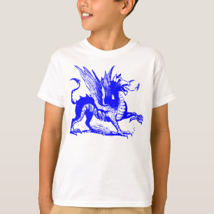 Gravieren von Drachen - Blau T-Shirt