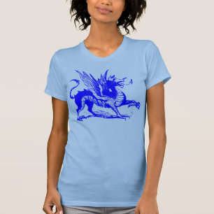 Gravieren von Drachen - Blau T-Shirt