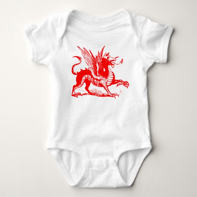Gravieren von Drachen - Rot Baby Strampler (Vorderseite)