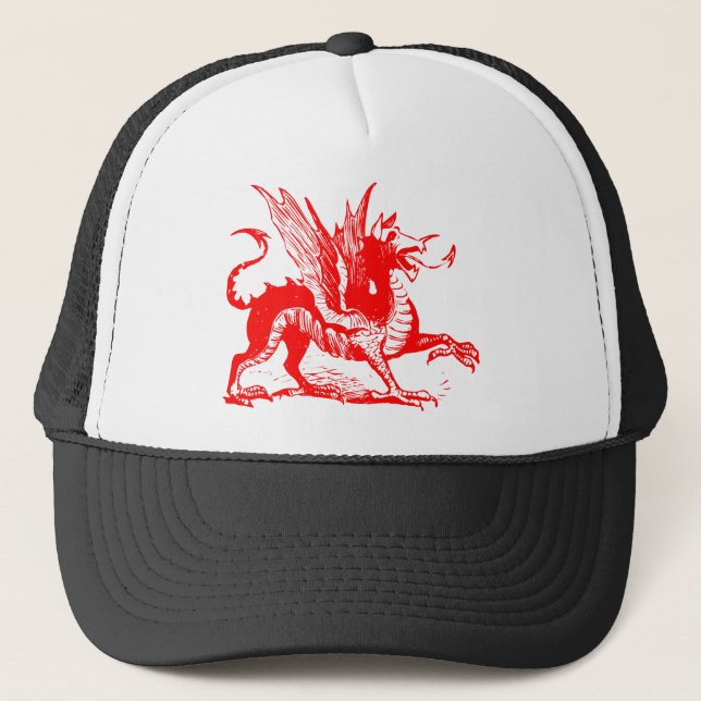 Gravieren von Drachen - Rot Truckerkappe (Vorderseite)