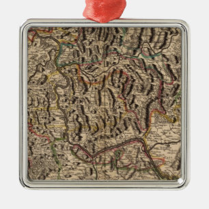 Gravierte Karte von der Rhein-Tal Ornament Aus Metall