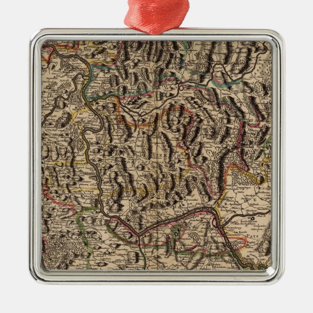 Gravierte Karte von der Rhein-Tal Ornament Aus Metall (Vorne)
