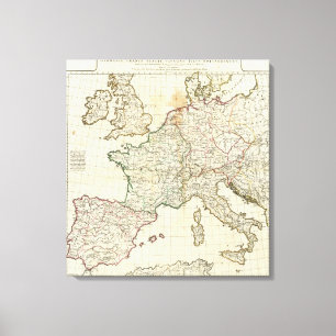 Gravierte Karte von Europa Leinwanddruck