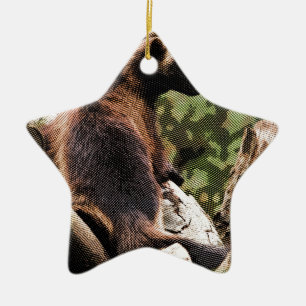 Gravierter Vielfrass Keramik Ornament