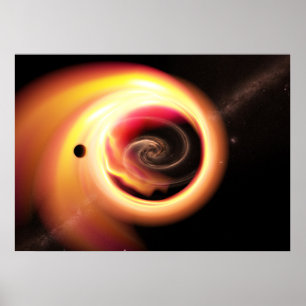 Gravitationslinse - Schwarzes Loch und Milchstraß Poster