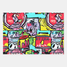 Gravity Pop Art Muster Ethnic Packpaper Geschenkpapier Set