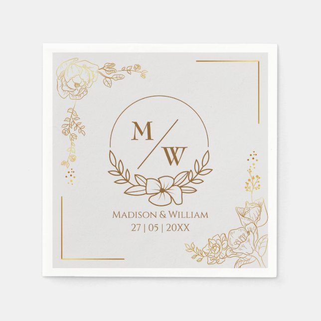 Gravur der Goldenen Blumenhochzeit Serviette (Vorderseite)