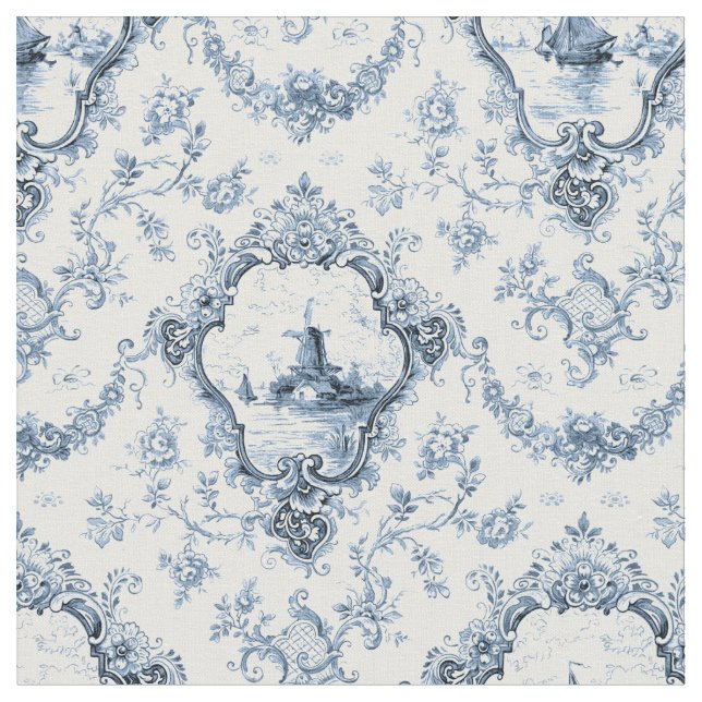 Gravur mit Blütenzange mit Windmühle und blaue Boo Stoff (Nahaufnahme)