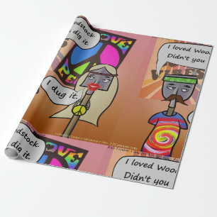 Gravur Woodstock Rick London Cartoon Geschenkpapier