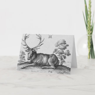 Gravure d'Albrecht Durer de carte de Noël de renne