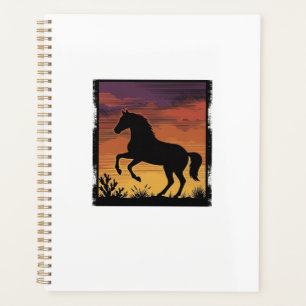 Gravure occidentale silhouette de cheval au couche