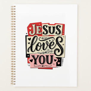 Gravure Vintage Jésus Vous Aime Typographie Chréti