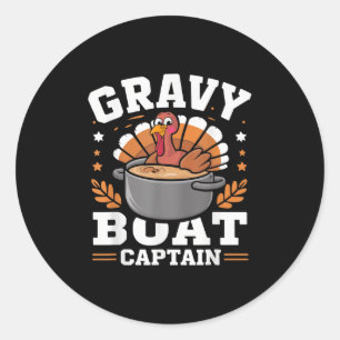Gravy-Boot-Captain Lustiger Thanksgiving-Truthahn- Runder Aufkleber