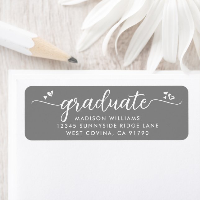 Gray Abschluss Script Hearts Bold Modern Address (Insitu)