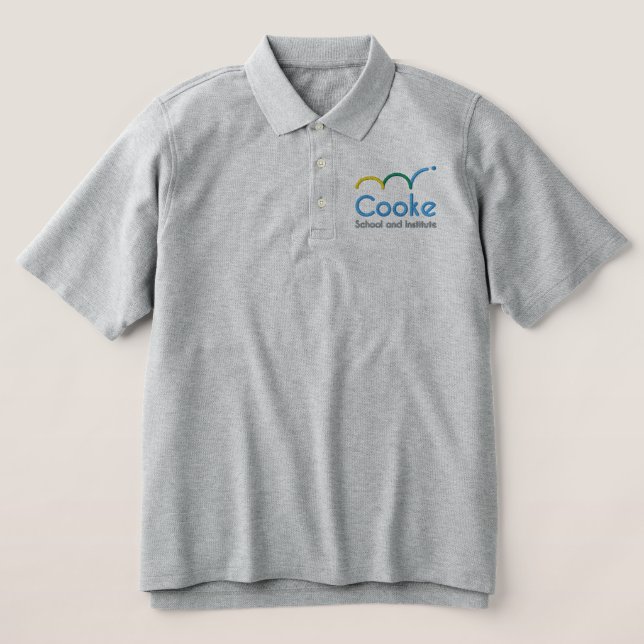 Gray Adult Polo mit dem farbigen Embromierlogo (Design Vorderseite)