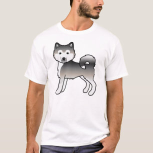 Gray Alaskan Malamute Niedlich Cartoon Dog T-Shirt