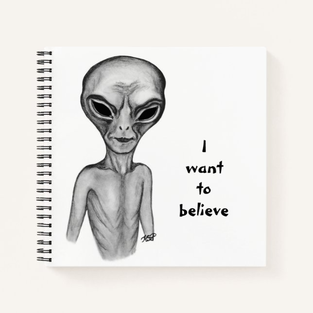 Gray Alien, ich wollte zu glauben Notebook Notizbuch (Vorderseite)