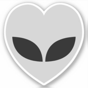 Gray Alien Liebe Herz Aufkleber