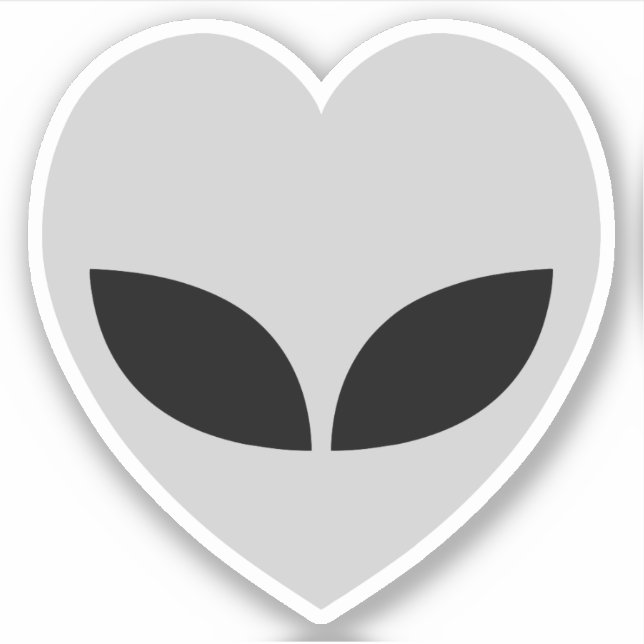 Gray Alien Liebe Herz Aufkleber (Vorderseite)