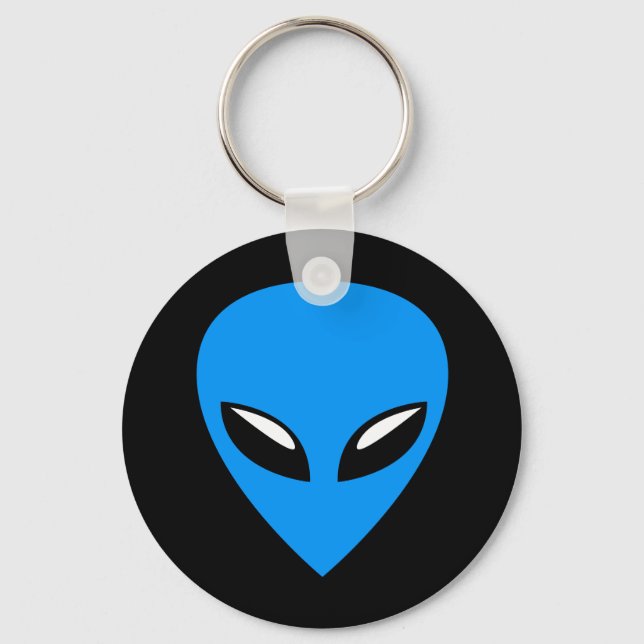 Gray Alien UFO Blue Schlüsselanhänger (Vorderseite)