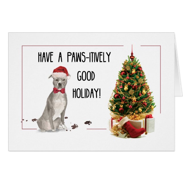 Gray American Staffordshire Terrier Fun Weihnachte (Vorderseite (Horizontal))