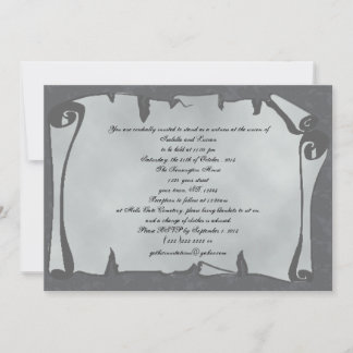 Gray Ancient Scroll Goth Wedding Invitations