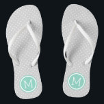 Gray and Aqua Tiny Dots Monogram Flip Flops<br><div class="desc">Maßgeschneiderte gedreht Flop Sandalen mit einem niedlichen gürtelförmigen Polka-Punktmuster und einem eigenen Monogramm oder einem anderen Text in einem Kreisrahmen. Klicken Sie auf Anpassen,  um Schriftart und Farben zu ändern oder eigene Bilder hinzuzufügen,  um ein einzigartiges Design zu erstellen!</div>