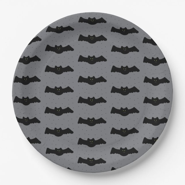 Gray and Black Halloween Bats Pappteller (Vorderseite)